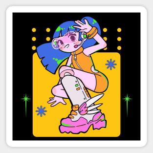 Retro Cyberpunk Anime Girl! Sticker